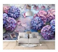 SPECUFX Photo Self-adhesive Wallpaper Vintage hydrangea purple 100x70cm Pattern Mural Picture Murals 3D Living Room The Wall for Bedroom Border