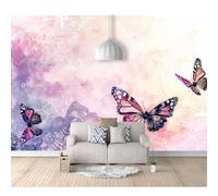 SPECUFX Photo Self-adhesive Wallpaper Vintage watercolor butterfly pink 100x70cm 3D Mural Bedroom Sofa Tv Backdrop Murals Living Room The Wall for Effect