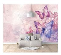 SPECUFX Photo Self-adhesive Wallpaper Vintage watercolor butterfly pink 100x70cm 3D Mural Bedroom Sofa Tv Backdrop Murals Living Room The Wall for Effect