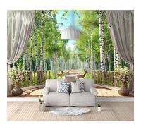 SPECUFX Photo Self-adhesive Wallpaper Window birch forest deer landscape 100x70cm Pattern Mural Picture Murals 3D Living Room The Wall for Bedroom Border
