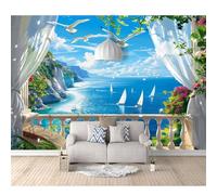 SPECUFX Photo Self-adhesive Wallpaper Window ocean sailing mountain birds 100x70cm Mural Picture Murals 3D Living Room The Wall for Bedroom Border