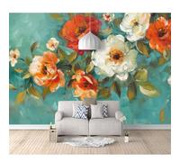 SPECUFX Room Self-adhesive Wallpaper Girl Bedroom Cyan vintage oil painting flowers 100x70cm Boy Custom 3D Living The Wall for bedroom
