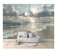 SPECUFX Self-adhesive Wallpaper 3D Large Wall Murals Painted Sunny cloud landscape of the beach 100x70cm Sticker For Adults Room Picture Art Decor Paintings Living Bedroom Posters