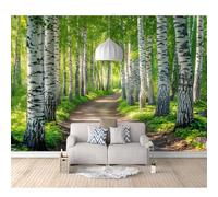SPECUFX Self-adhesive Wallpaper 3D Mural Paper Bedroom Wall Decorative Birch forest road green natural landscape 100x70cm Living Room for Photo Art