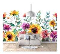 SPECUFX Self-adhesive Wallpaper 3D Mural Paper Bedroom Wall Decorative Watercolor of colorful floral leaves 100x70cm Living Room for Photo Art