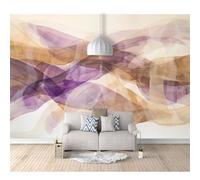 SPECUFX Self-adhesive Wallpaper 3D Papers Abstract painting curves purple beige 100x70cm Home Decor Paper Mural Wallpapers for Living Room Bedroom Walls Wall Photo
