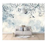 SPECUFX Self-adhesive Wallpaper 3D Papers Ink twigs, birds, black and white landscape 100x70cm Home Decor Paper Mural Wallpapers for Living Room Bedroom Walls Wall Photo