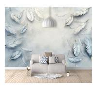 SPECUFX Self-adhesive Wallpaper 3D Papers White feathers gray concrete 100x70cm Home Decor Paper Mural Wallpapers for Living Room Bedroom Walls Wall Photo