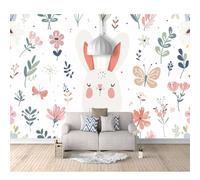 SPECUFX Self-adhesive Wallpaper 3D Photo Cartoon animals, cute rabbits, flowers, children 100x70cm Mural Kitchen Bedroom Wall Living Room The for Office Dining