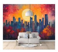 SPECUFX Self-adhesive Wallpaper 3D Photo Sunset painting of city skyline 100x70cm Mural Kitchen Bedroom Wall Living Room The for Office Dining