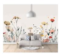 SPECUFX Self-adhesive Wallpaper 3D Photo Watercolor floral grass beige 100x70cm Mural Kitchen Bedroom Wall Living Room The for Office Dining