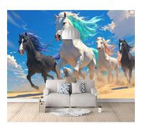 SPECUFX Self-adhesive Wallpaper 3D Wall Mural Running horse animals 100x70cm Pattern Photo Room Decoration Background Paper Boy Girl Bedroom
