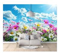SPECUFX Self-adhesive Wallpaper 3D Wall Murals Garden flowers, landscape, sky 100x70cm Photo Decor Paintings Mural Suitable for Living Room and Bedroom Tv Background