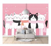 SPECUFX Self-adhesive Wallpaper Decoration for Living Room Office Cute animal cat pink girl 100x70cm Custom 3D Photo Bedroom Wall Painting Mural