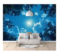 SPECUFX Self-adhesive Wallpaper Mural Night sky moon tree leaf clouds 100x70cm Wall 3D Photo for Bedroom Living Home Decoration Poster Art