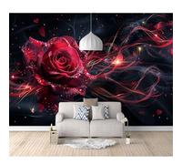 SPECUFX Self-adhesive Wallpaper Mural Red roses romantic black 100x70cm Wall 3D Photo for Bedroom Living Home Decoration Poster Art