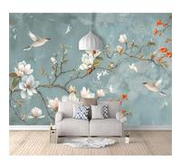 SPECUFX Self-adhesive Wallpaper Mural Vintage orchid flower bird blue 100x70cm Wall 3D Photo for Bedroom Living Home Decoration Poster Art