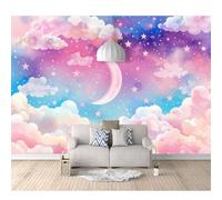 SPECUFX Self-adhesive Wallpaper Mural Watercolor painting clouds, moon, stars 100x70cm Wall 3D Photo for Bedroom Living Home Decoration Poster Art