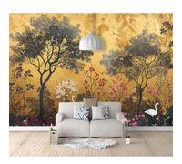 SPECUFX Self-adhesive Wallpaper Murals Vintage flowers, birds, plants, landscapes, gold 100x70cm Wall Art Home Decor For Bedroom Living Room Classroom Office Decaoration Photo