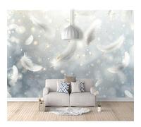 SPECUFX Self-adhesive Wallpaper Photo Premium Art Print Silver feathers sunshine gray 100x70cm Wall Mural Decoration Poster Picture Design