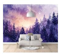 SPECUFX Self-adhesive Wallpaper Photo XXXL extra large Purple forest sky stars 100x70cm Premium Art Print Wall Mural Decoration Poster Picture Design