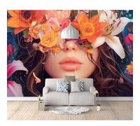 SPECUFX Self-adhesive Wallpaper Photo XXXL extra large Woman face flowers 100x70cm Premium Art Print Wall Mural Decoration Poster Picture Design