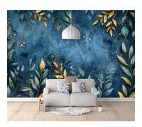 SPECUFX Tv Background Self-adhesive Wallpaper Golden-foliage plant blue 100x70cm Living Room Decoration 3D Mural Bedroom Wall Photo Art