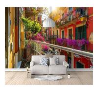 SPECUFX Tv Background Wall Paper Colorful city flowers 100x70cm Self-adhesive Wallpaper Living Room Bedroom 3D Decorative Mural Film Covering Wallpapers Paste