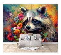 SPECUFX Wall Mural 3D Animals in the flowers 100x70cm Background Self-adhesive Wallpaper Art For Living Room Bedroom Tv Office Restaurant Motif Poster