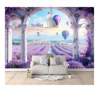SPECUFX Wall Mural 3D Background Arch purple lavender hot air balloon 100x70cm Self-adhesive Wallpaper Art for Living Room Bedroom Tv Office Restaurant Motif Posters