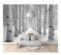 SPECUFX Wall Mural 3D Background Black and white forest birch 100x70cm Self-adhesive Wallpaper Art for Living Room Bedroom Tv Office Restaurant Motif Posters