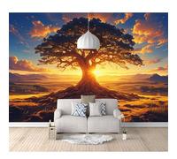 SPECUFX Wall Mural 3D Background Fantasy tree golden sunset 100x70cm Self-adhesive Wallpaper Art for Living Room Bedroom Tv Office Restaurant Motif Posters