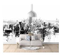 SPECUFX Wall Mural 3D Background Minimalist black and white urban architectural landscape 100x70cm Self-adhesive Wallpaper Art for Living Room Bedroom Tv Office Restaurant Motif Posters