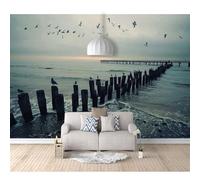 SPECUFX Wall Mural 3D Black and white coast wooden bridge sea 100x70cm Art Decor Large Murals for Walls Living Room Bedroom Self-adhesive Wallpaper Paintings Decoration