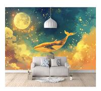 SPECUFX Wall Mural 3D Effect Fantasy cartoon whale sky sunshine 100x70cm Self-adhesive Wallpaper Large Sticker Decor Print Picture Image Design Photo Art