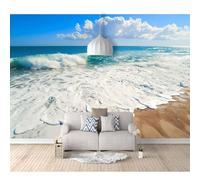 SPECUFX Wall Mural 3D Photo Self-adhesive Wallpaper Beach blue sky clouds sea view 100x70cm Removable Sticker Home Decor Tv Background Large Art Painting Posters