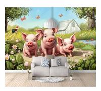 SPECUFX Wall Mural 3D Piglets and the farm 100x70cm Background Self-adhesive Wallpaper Art For Living Room Bedroom Tv Office Restaurant Motif