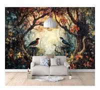 SPECUFX Wall Mural 3D Print Self-adhesive Wallpaper Photo Birds in the woods 100x70cm Art Living Room Sofa Tv Background Painting Bedroom Office Home Decoration