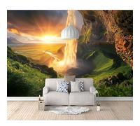 SPECUFX Wall Mural 3D Print Self-adhesive Wallpaper Photo Mountain, forest, waterfall, sunset landscape 100x70cm Art Living Room Sofa Tv Background Painting Bedroom Office Home Decoration