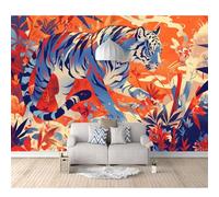 SPECUFX Wall Mural 3D Print Self-adhesive Wallpaper Photo Tiger painted animal 100x70cm Art Living Room Sofa Tv Background Painting Bedroom Office Home Decoration