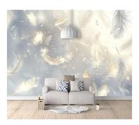SPECUFX Wall Mural 3D Self-adhesive Wallpaper Silver feathers sunshine gray 100x70cm Sticker Home Decor Tv Background Large Art Painting Posters