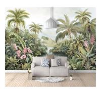 SPECUFX Wall Mural 3D Vintage forest tropical flowers 100x70cm Background Self-adhesive Wallpaper Art For Living Room Bedroom Tv Office Restaurant Motif