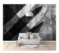 SPECUFX Wall Mural Large Photo Self-adhesive Wallpaper Huge black and white feathers 100x70cm Art Poster Paper for Living Room Bedroom Decor Waterproof TV Background