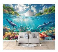 SPECUFX Wall Mural Large Photo Self-adhesive Wallpaper Marine life dolphin fish 100x70cm Art Poster Paper for Living Room Bedroom Decor Waterproof TV Background