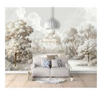 SPECUFX Wall Mural Photo Self-adhesive Wallpaper Forest architecture landscape river trees vintage 100x70cm Decor for Bedroom Adults Living Room Art