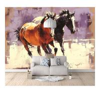 SPECUFX Wall Mural Photo Self-adhesive Wallpaper Watercolor running horse animal landscape 100x70cm Large Sticker Decor Print Picture Design Art for Walls Living Room Bedroom TV Background