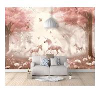 SPECUFX Wall Mural Self-adhesive Wallpaper 3D Dream Forest Horse Pink 100x70cm for Living Room and Bedroom Murals Home Decoration Photo Stickers Art