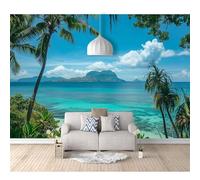 SPECUFX Wall Mural Self-adhesive Wallpaper 3D Landscape, beach, coconut trees, nature 100x70cm for Living Room and Bedroom Murals Home Decoration Photo Stickers Art