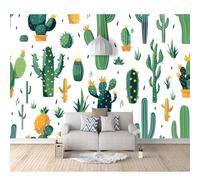 SPECUFX Wall Mural Self-adhesive Wallpaper Photo 3D Print Cartoon plant cactus green 100x70cm Painting Art Living Room Tv Background Papers Office Bedroom Home Decoration