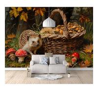 SPECUFX Wall Mural Self-adhesive Wallpaper Photo 3D Print Hedgehog mushrooms 100x70cm Painting Art Living Room Tv Background Papers Office Bedroom Home Decoration